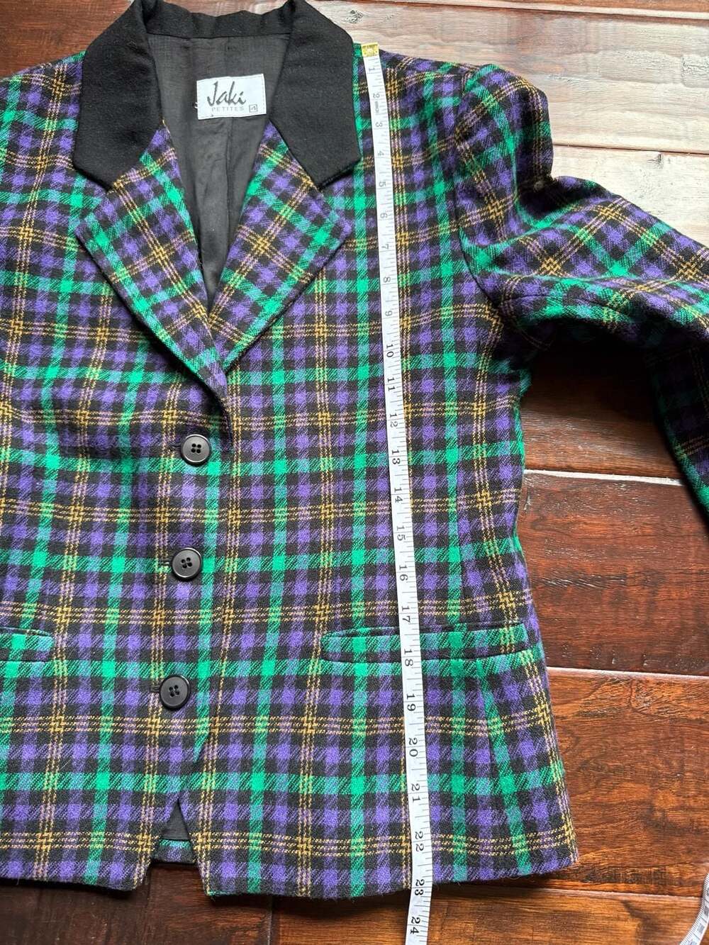 Jaki Petites Vintage Plaid Wool Blend Blazer Jacket Size 4 - Picture 7 of 7